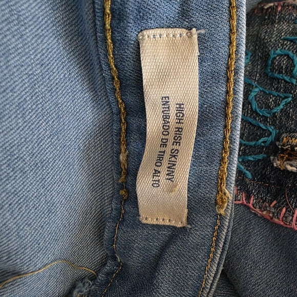 Upcycled GIRLS Denim Jeans By Molly Made It with Fun Birds, Pockets And Words - Picture 13 of 14